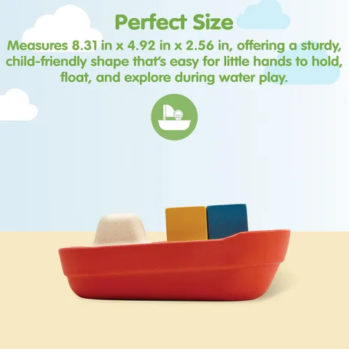 Miniatura 2 de PlanToys® Juguete de baño de barco de carga para niños pequeños Barco flotante con bloques de carga para jugar en el agua Juguete educativo