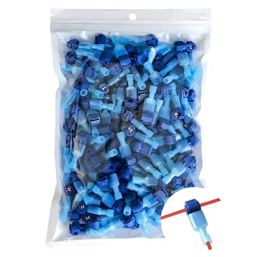 Miniatura 10 de Vrupin 120 conectores de cable en T, color azul 18-14 AWG, impermeables, grifos en T para automoción, autodesprecible rápido empalme en T, kit