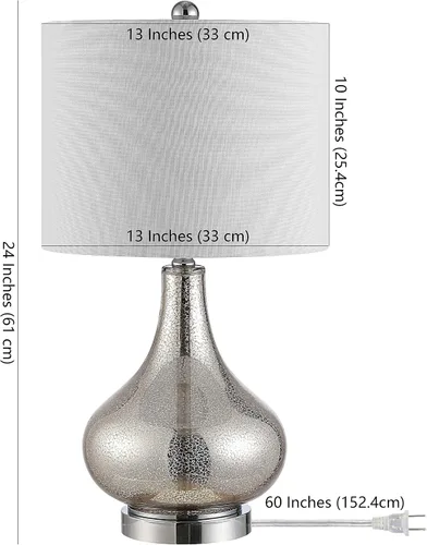 Miniatura 3 de SAFAVIEH Lighting Collection – Lámpara de mesa moderna de 24 pulgadas en color plateado con vidrio de la colección Brooks, bombilla LED incluida