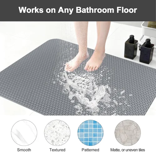 Miniatura 5 de Alfombrilla de ducha antideslizante: 35 x 24 pulgadas, extra grande para ducha interior, tapete de ducha antideslizante de PVC recortable, sin olor