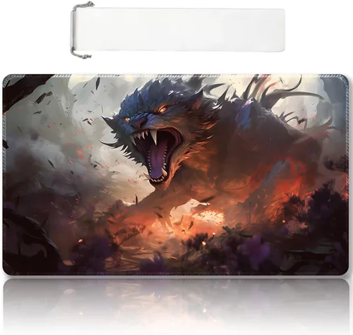 Miniatura 25 de Tapete de juego MTG cosido de alta calidad con zonas y respaldo de goma antideslizante, tapete de juego TCG para MTG y otros juegos de cartas, Dkt