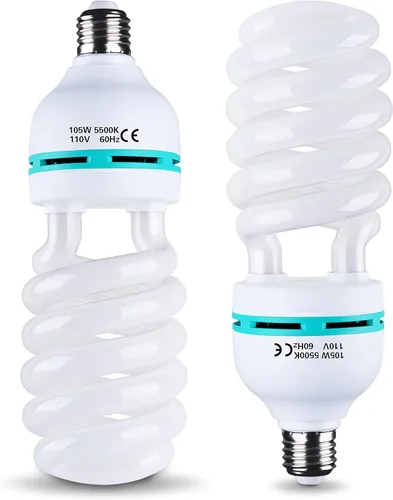 Miniatura 10 de EMART Bombilla de espectro completo, 105 W espiral CFL 5500 K luz diurna para kit de iluminación Softbox, lámpara de repuesto para fotografía