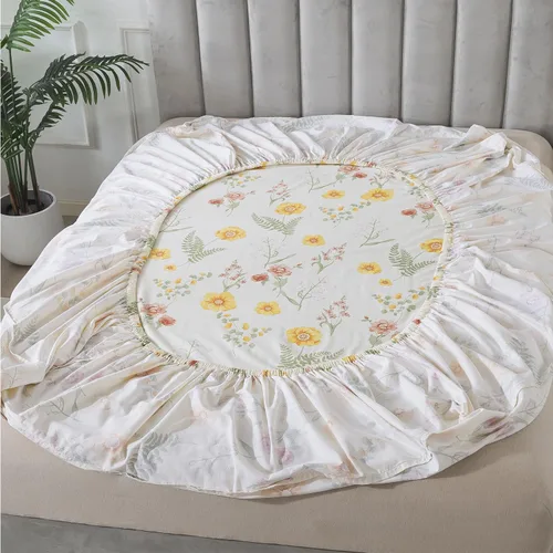 Miniatura 9 de FADFAY Juego de sábanas de percal de algodón cepillado con bolsillo profundo, sábana bajera ajustable de lujo con estampado floral de caléndula