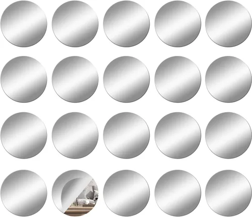 Miniatura 11 de 4 piezas de azulejos redondos de vidrio, calcomanías autoadhesivas de 6 pulgadas, hoja circular pequeña para manualidades de bricolaje, bandejas