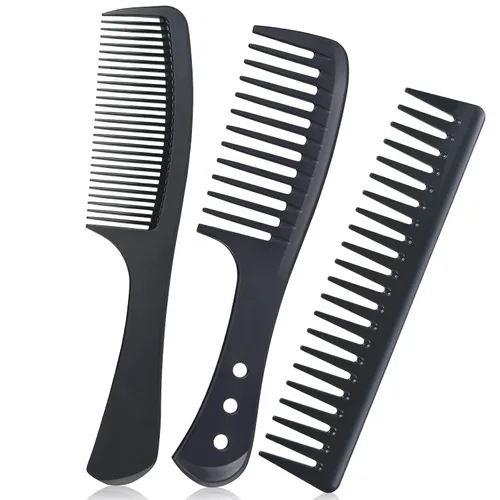 Miniatura 8 de URAQT Juego de 6 peines de pelo de dientes anchos, peinado profesional y peine de pompadour con púas húmedas, peine antiestático para hombres y 6