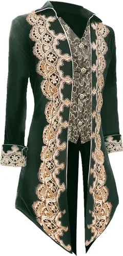 Miniatura 2 de VOREING Chaqueta pirata steampunk para hombre, gótico, príncipe victoriano, abrigo