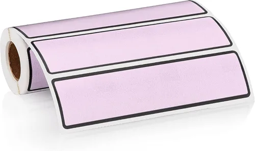 Carstens Etiquetas adhesivas adhesivas, 5 3/8 x 1 3/8 pulgadas, etiquetas para carpetas de anillos de 1.5 a 4 pulgadas, lavanda, rollo de 200