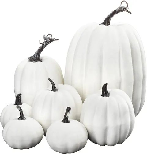 BULINGNA 7 calabazas artificiales para decoración de Halloween, espuma de simulación, cosecha, otoño, calabazas para Halloween, Acción de Gracias,