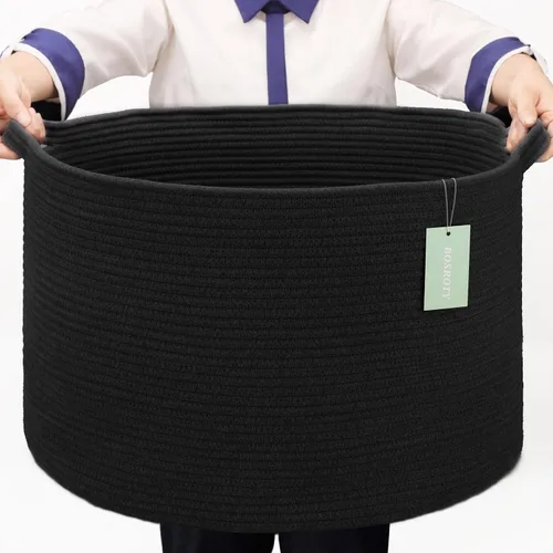Miniatura 28 de Cesta Extra Grande para Mantas 87L, Cesta para Ropa Sucia, Cesta de Guardería para Bebés para Almacenamiento de Juguetes, Ropa y Toallas, Cesta