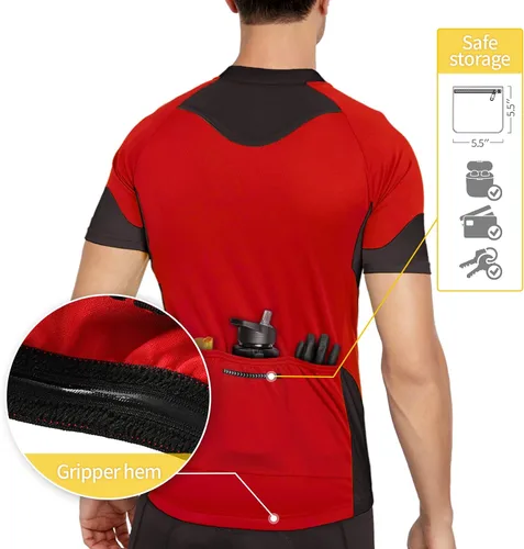Miniatura 15 de BERGRISAR Camisetas básicas de ciclismo para hombre, manga corta, bolsillos con cremallera