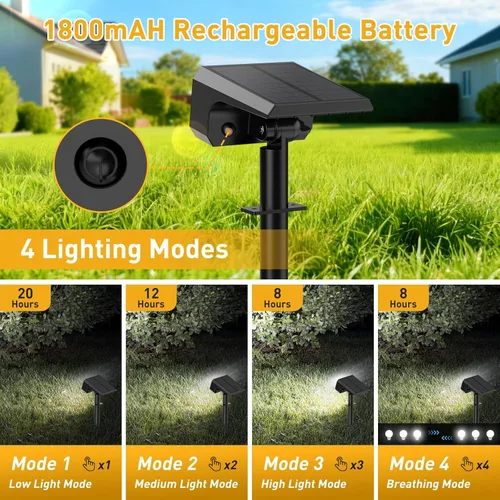 Miniatura 3 de Focos solares para exteriores, impermeables, IP65, [8 paquetes/100 LED/4 modos] 2 en 1, focos solares de paisaje, encendido/apagado automático