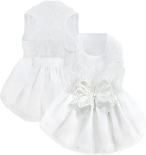 Miniatura 11 de ASENKU Vestido para Perro Vestido de Boda para Mascotas Princesa de Encaje Cachorro Traje de Fiesta de Cumpleaños Ropa Formal para Hembra para Azul
