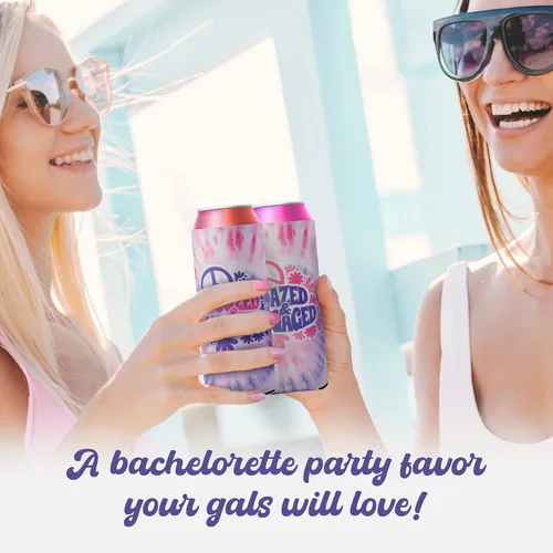 Miniatura 6 de Aturdido & Comprometido despedida de soltera Coozies Skinny Can Incluye Bride Coozie y Slim Bachelorette Coozies para fiesta de los 70