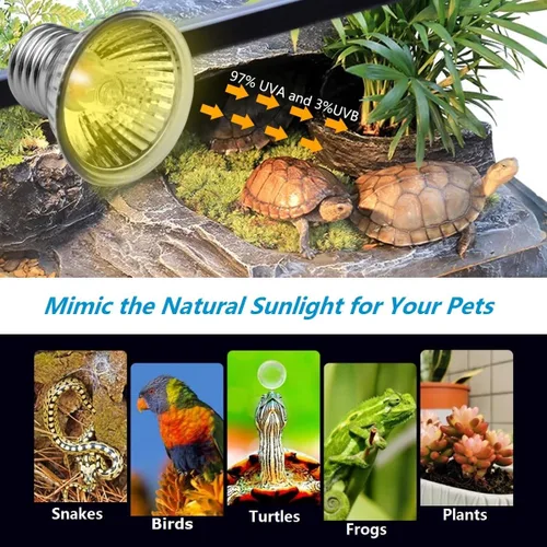 Miniatura 3 de DOMICA Lámpara de Calor para Reptiles Regulable con Temporizador + Bombilla de Luz UVA UVB de 50W, Foco de Calentamiento para Tortugas, Lámpara