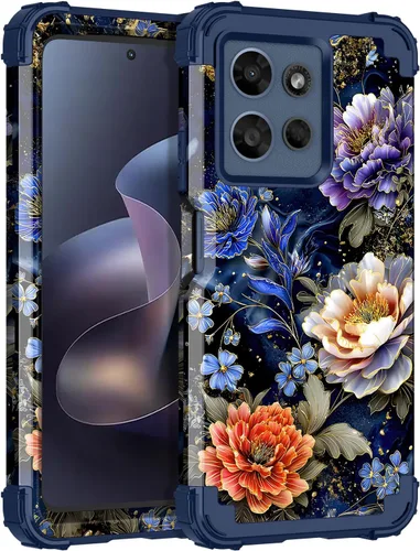 Miniatura 19 de LONTECT Funda para Moto Edge 2021, Moto Edge 5G UW, funda floral a prueba de golpes, 3 en 1, híbrida resistente, resistente, funda protectora