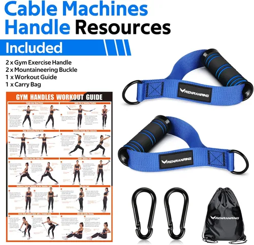 Miniatura 8 de RENRANRING Asas de Ejercicio para Gimnasio, Accesorios de Reemplazo para Poleas de Máquina de Cable, Banda de Resistencia y Entrenador de Fuerza