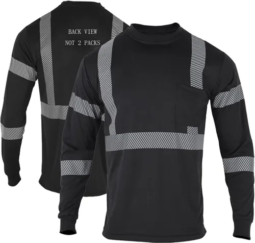 Miniatura 10 de FONIRRA Camisetas reflectantes de seguridad de alta visibilidad para hombres con manga larga ANSI clase 2 (amarillo, 3XL)