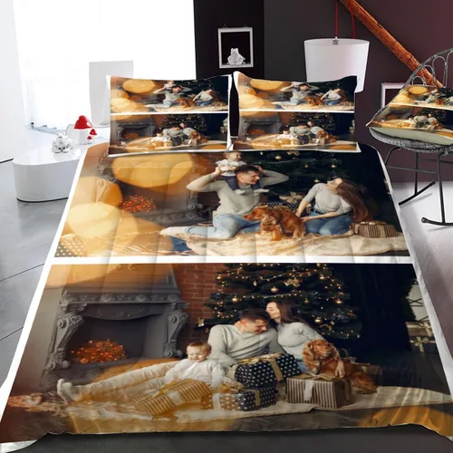 Miniatura 16 de Juego de edredón personalizado con fotos, juegos de cama personalizados con imágenes para niños y niñas (1 edredón y 2 fundas de almohada)