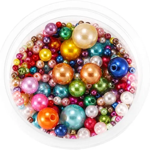 Miniatura 3 de 360 unids/bolsa 4 8 10 0.472 in tamaño mixto acrílico imitación perlas perlas con agujero cuentas de plástico para bricolaje fabricación de joyas