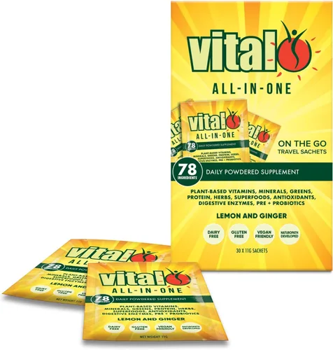 Vital Suplemento diario de salud todo en uno – Vital Supergreens en polvo, superalimento verde con probióticos y apoyo energético natural con frutas