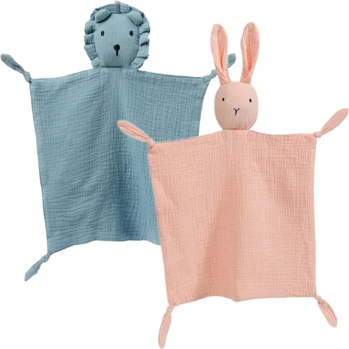 Miniatura 19 de insular Manta de conejo Lovey para niños y niñas, manta de seguridad de muselina de algodón orgánico para bebés, suave y transpirable, toalla Conejo