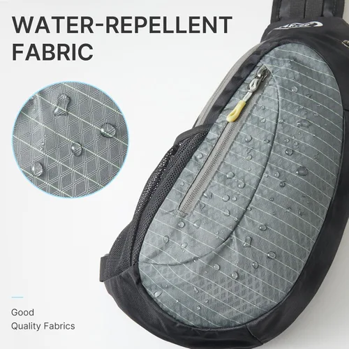 Miniatura 5 de G4Free Bolso bandolera para hombres y mujeres, mochila cruzada pequeña, bolsas de hombro ligeras para viajes, exteriores y deportes (negro y gris)