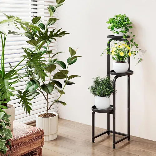 Miniatura 5 de INGIORDAR - Soporte para plantas de interior y exterior, estante de metal de 3 niveles para múltiples plantas, soportes de flores de esquina