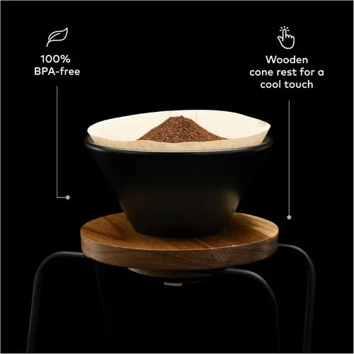 Miniatura 8 de ChefWave Juego de cafetera de una sola porción con gotero de cerámica estilo V60 y taza de café, sin BPA, compatible con filtros No. 2 (2 artículos)