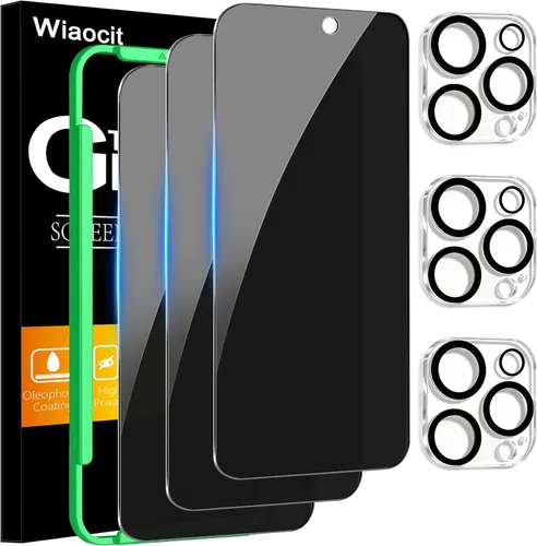 Miniatura 24 de Wiaocit 3 Pack Tempered Glass Screen Protector for iPhone 13 Pro with 3 Pack Camera Lens Protector, 9H Hardness, Bubble Free, Case Friendly