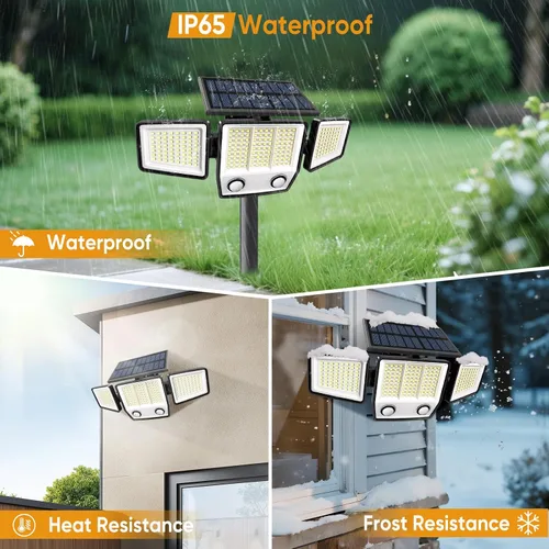 Miniatura 5 de MDCMDCM Luces solares para exteriores con sensor de movimiento, impermeables, 3000 lúmenes, 3 modos, luces de seguridad para exteriores, iluminación
