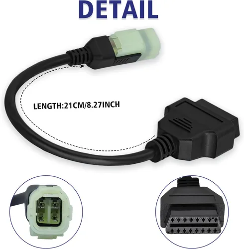 Miniatura 5 de Cable adaptador OBD1 de 4 pines para motocicleta a OBD2 conector OBDII, compatible con programación ZX6R/ZX10R/ZX1000 ECU, funciona con lector