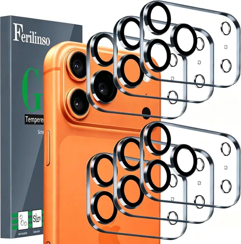 Ferilinso Paquete de 6 Protectores de Lente de Cámara para Accesorios de iPhone 17 Pro, Compatible con Fundas de Teléfono, Cubierta de Vidrio