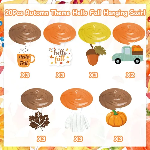 Miniatura 2 de 20 decoraciones colgantes de fiesta de otoño, decoraciones de fiesta de otoño de Hello Fall, recortes de camión de hojas de calabaza, adornos