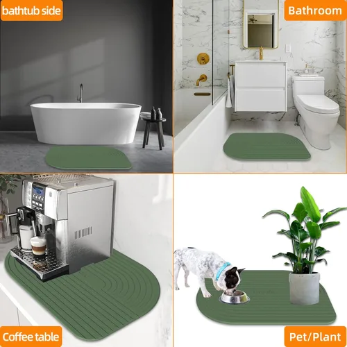 Miniatura 6 de Tapete de baño de piedra de tierra de diatomeas, tapete de ducha de piedra de secado rápido, ultra absorbente, tapete de diatomita, tapete