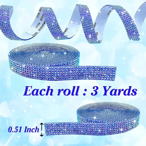 Miniatura 2 de Tiras de cristal con diamantes de imitación azules AB autoadhesivas, 3 yardas, de resina de Navidad, para manualidades, bodas, fiestas de Navidad