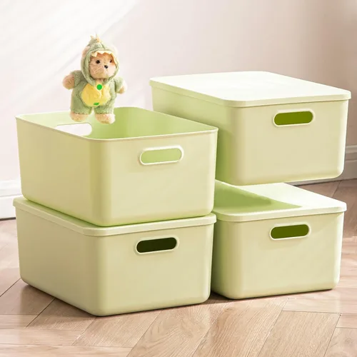 Paquete de 4 contenedores grandes de plástico blanco con tapas, caja de juguetes con asa, contenedores organizadores para bebé, guardería, estantes,