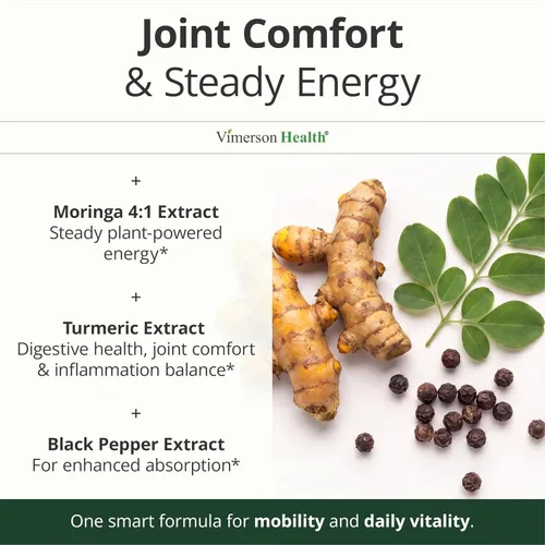 Miniatura 4 de Suplemento de Moringa + Cúrcuma Curcumina para la Salud de las Articulaciones, Salud Intestinal, Energía y Apoyo Inmunológico - Fórmula de Bienestar