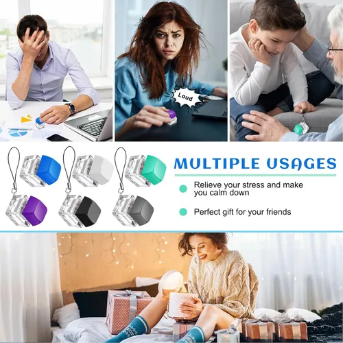 Miniatura 6 de Taiyin - 6 piezas de teclado, teclado clicker, llavero para la ansiedad con botón de descompresión, botón de clicker, juguetes para aliviar el Oscuro
