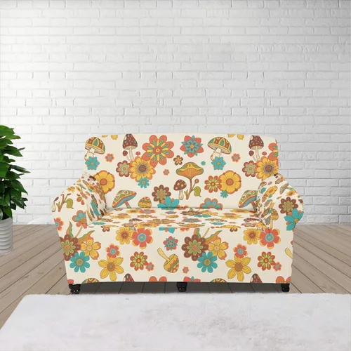 Miniatura 89 de Horeset Fundas elásticas para sofá con diseño de flores otoñales, lavables para sofá de 2 cojines, funda protectora para mascotas y perros
