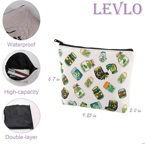Miniatura 2 de LEVLO Pickle Bundle Gift Pickle Bachelorette Pickle Lover Bolsa impermeable con cremallera Pickle Queen para mujeres y niñas BFF, Pickle