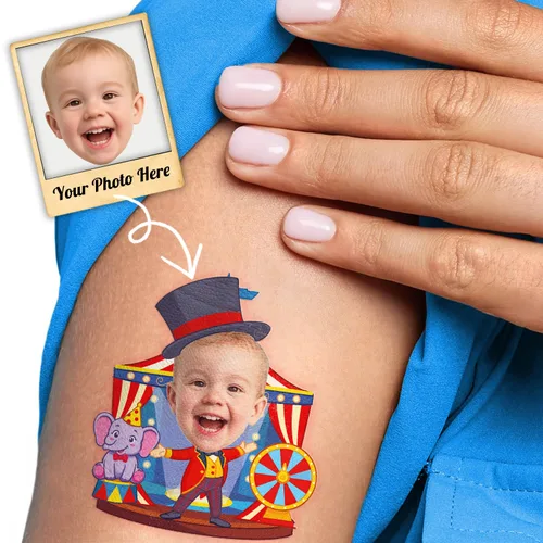 Miniatura 9 de 96 piezas de tatuajes temporales que brillan en la oscuridad para niños, tatuajes falsos de animales de payaso de circo de carnaval, calcomanías