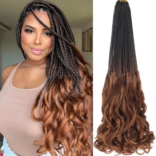 Miniatura 26 de COOKOO 10 pulgadas, 9 paquetes (135 hebras), trenzas de ganchillo rizadas francesas negras, trenzas de ganchillo negras con extremos ondulados