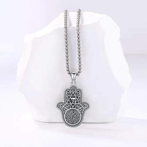 Miniatura 95 de Aniu Joyería de plata de ley 925 Hamsa de Fátima para mujer con circonita cúbica, viene con caja de regalo negra