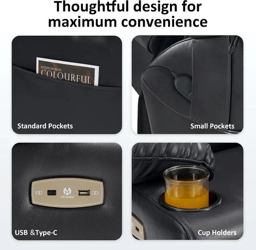 Miniatura 9 de MCombo Silla Reclinable Grande de Elevación con Triple Motor con Masaje y Calefacción Dual, Reposacabezas Ajustable para Personas Mayores Altas