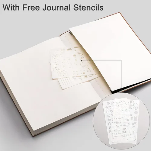 Miniatura 5 de EMSHOI Cuaderno de Puntos Bullet Journal, Diario Grande B5 de Cuero con Tapa Blanda, 192 Páginas Numeradas de 100gsm, Cuaderno de Cuadrícula