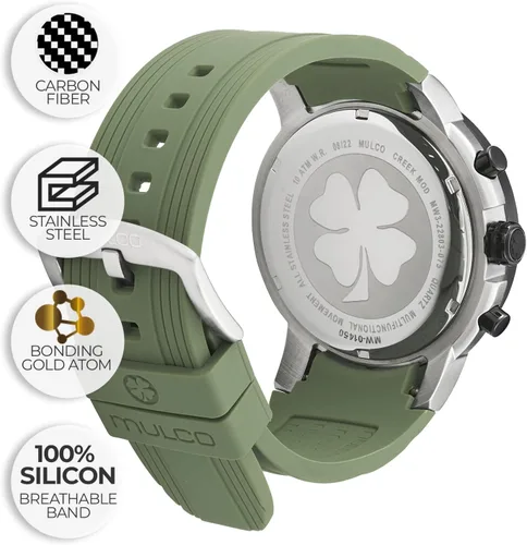 Miniatura 4 de MULCO Relojes para hombre - Creek, caja de acero inoxidable con correa de silicona para la muñeca, movimiento multifuncional de cuarzo, pantalla