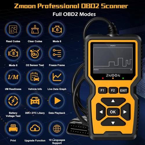 Miniatura 2 de ZMOON ZM201 - Herramienta de diagnóstico profesional OBD2, lector de código de motor de verificación mejorado con herramientas de diagnóstico