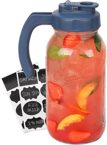 Miniatura 17 de SOLIGT Jarra Mason de Vidrio con Tapa, Boca Ancha con Tapa Abatible y Pico Vertedor, Tapa a Prueba de Fugas con Asa, 64 oz