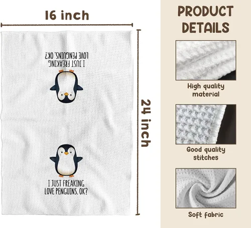 Miniatura 7 de TNUW Penguin Gifts - Toallas de cocina de 16 x 24 pulgadas, divertidos regalos de invierno para mujeres, paños de cocina con temática de animales