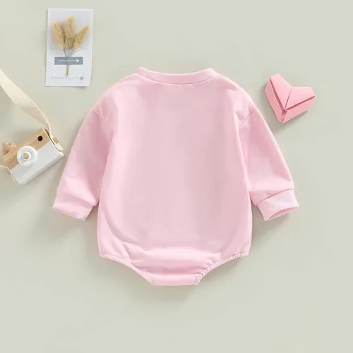 Miniatura 84 de SOLILOQUY Traje de manga larga con cuello redondo para el primer día de San Valentín para bebé niño y niña, mameluco de corazón de amor